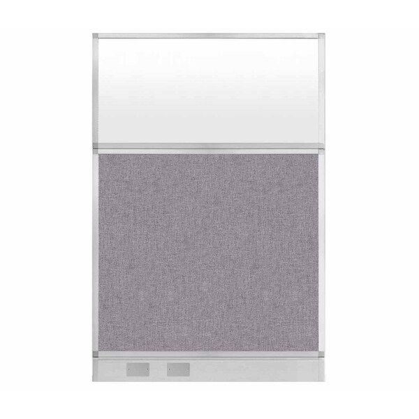 Versare Hush Panel Configurable Cubicle Partition 4' x 6' Cloud Gray Fabric Frosted Window w/ Cable Channel 1855608-3 - main